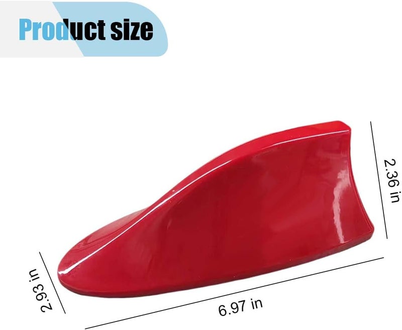 LHDOS Car Shark Fin Antenna Cover, Plastic Automotive Signal Roof Aerial Cover with Adhesive Tape, Universal Roof Mount Antenna Replacement Vehicle Decorative Cover for Car Truck SUV (Red) - Image 2